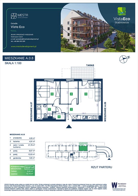 Nowe mieszkanie trzypokojowe Vista Eco budynek A Wrocław, Fabryczna, Łomnicka  54m2 Foto 1