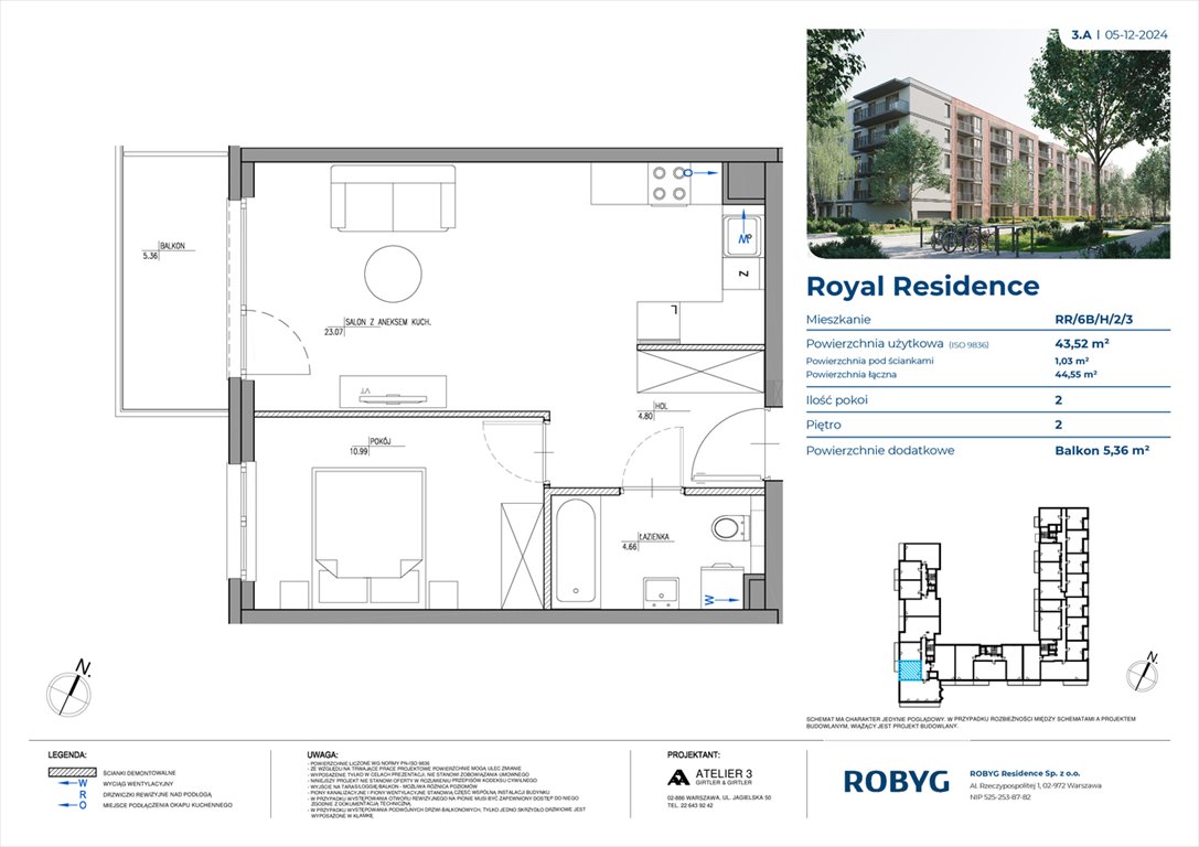 Nowe mieszkanie dwupokojowe Royal Residence Warszawa, Wilanów, Sarmacka  44m2 Foto 1