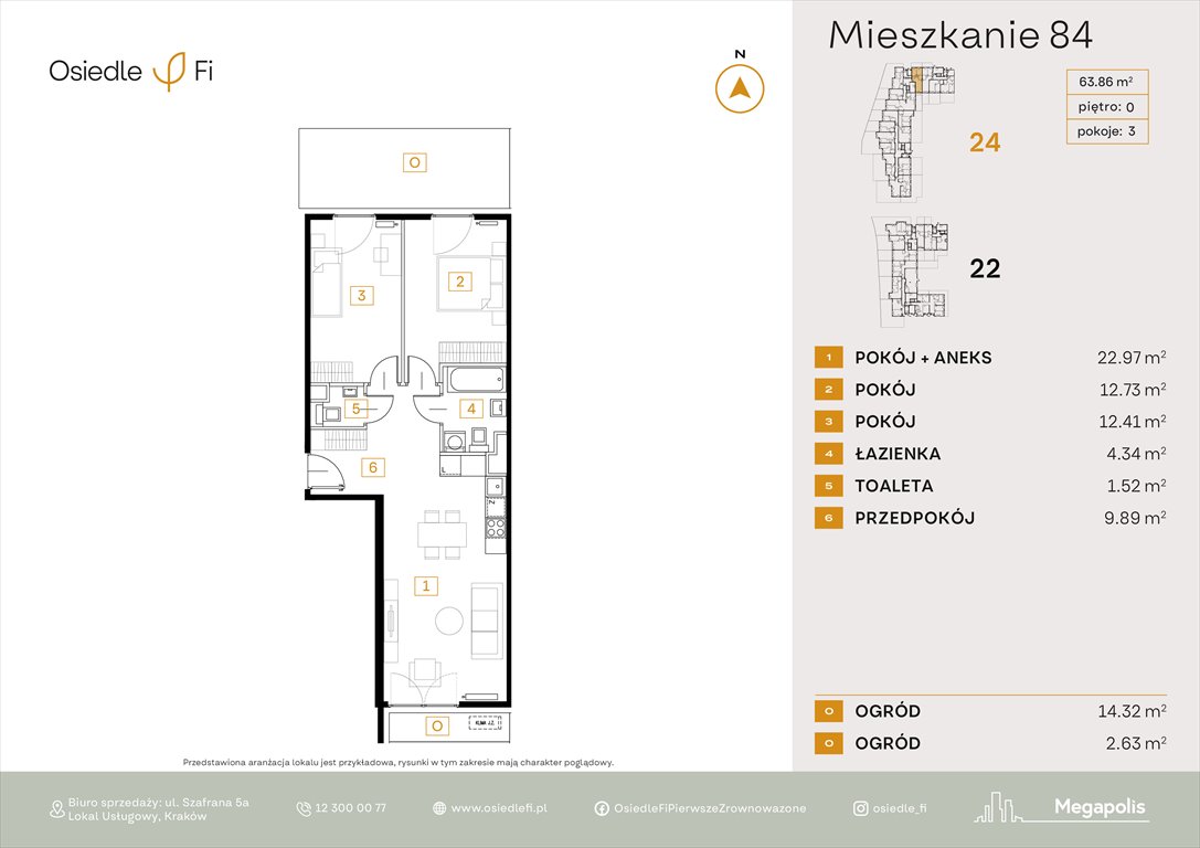 Nowe mieszkanie trzypokojowe Osiedle FI 3 Kraków, Rzemieślnicza 22-24  64m2 Foto 1