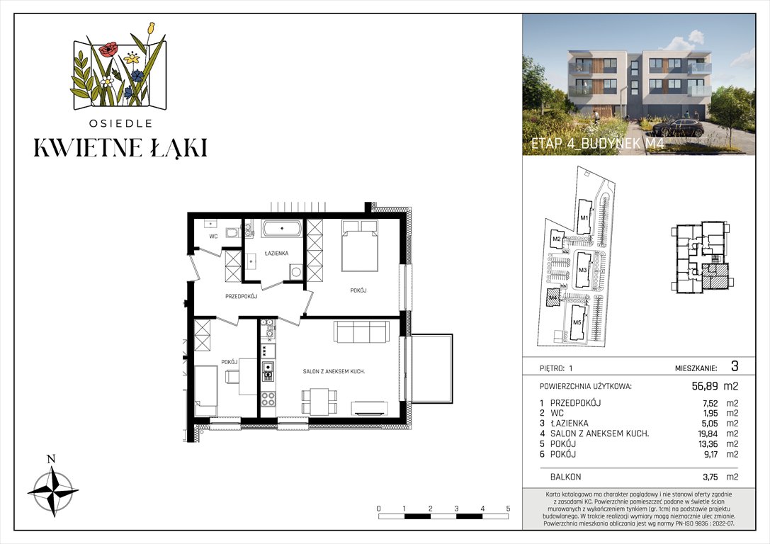 Nowe mieszkanie trzypokojowe Osiedle Kwietne Łąki Poddębice, Targowa 17  57m2 Foto 1