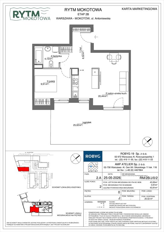 Nowe mieszkanie dwupokojowe Rytm Mokotowa Warszawa, Mokotów, Antoniewska 3B  43m2 Foto 1