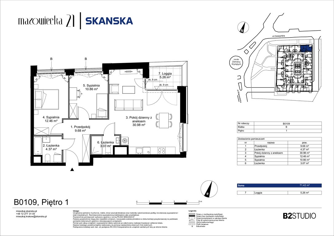 Nowe mieszkanie trzypokojowe Mazowiecka 21 Kraków, Krowodrza, ul. Mazowiecka 21  71m2 Foto 1