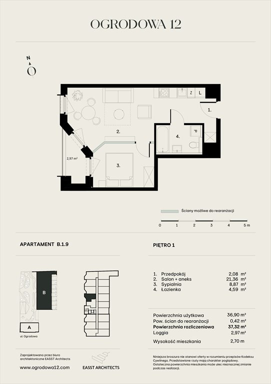 Nowe mieszkanie Apartamentowiec Ogrodowa 12 Poznań, Ogrodowa 12  37m2 Foto 1