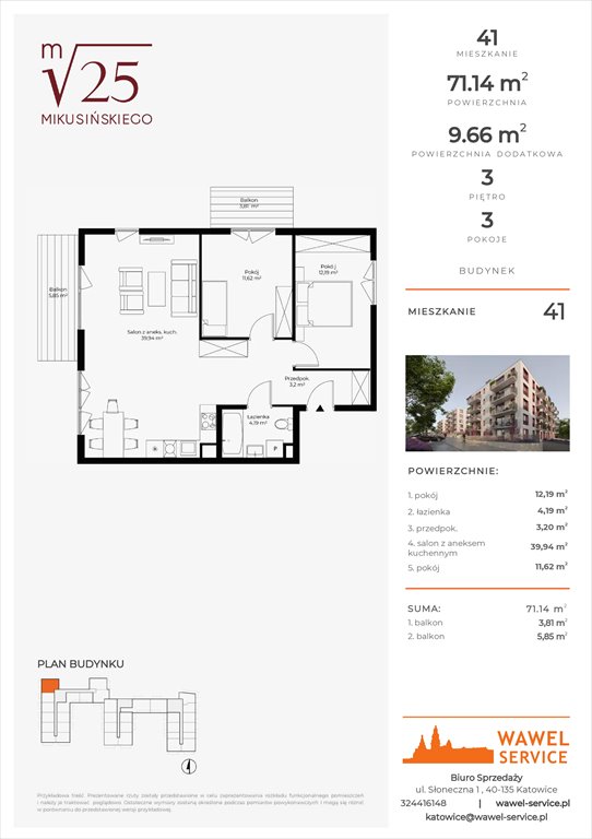 mieszkanie na sprzedaż 71m2 mieszkanie Katowice, Mikusińskiego 25