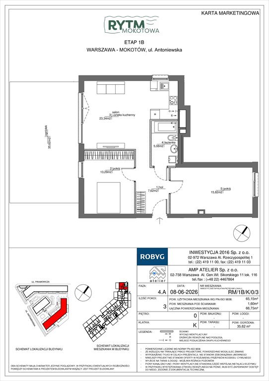 Nowe mieszkanie trzypokojowe Rytm Mokotowa Warszawa, Mokotów, Antoniewska 3B  65m2 Foto 1