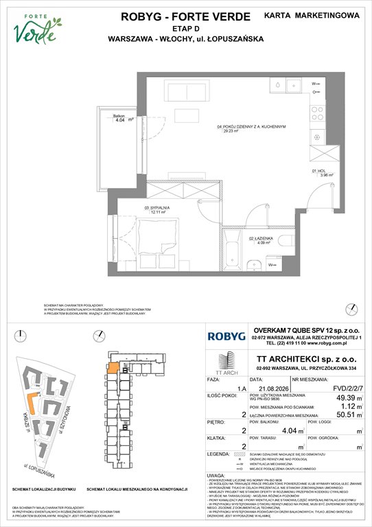 Nowe mieszkanie dwupokojowe Forte Verde Warszawa, Włochy, Łopuszańska 28  49m2 Foto 1