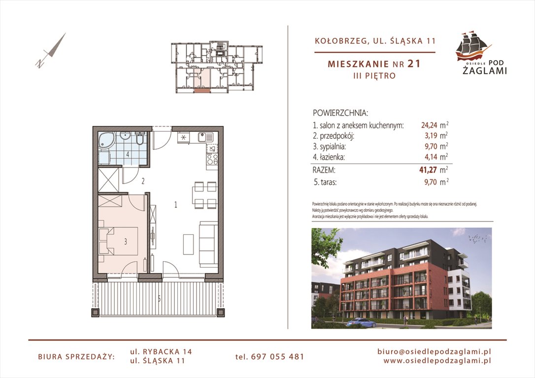Nowe mieszkanie dwupokojowe Osiedle Pod Żaglami Kołobrzeg, Śląska 11  41m2 Foto 1