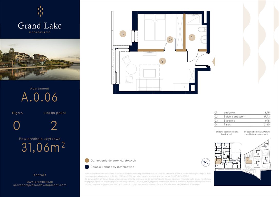 Nowe mieszkanie dwupokojowe Grand Lake Mikołajki, Kajki 124  31m2 Foto 1