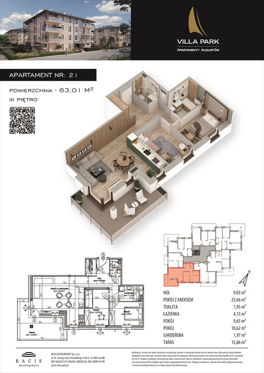 Nowe mieszkanie trzypokojowe Villa Park - Etap III Augustów, Wypoczynkowa  63m2 Foto 1