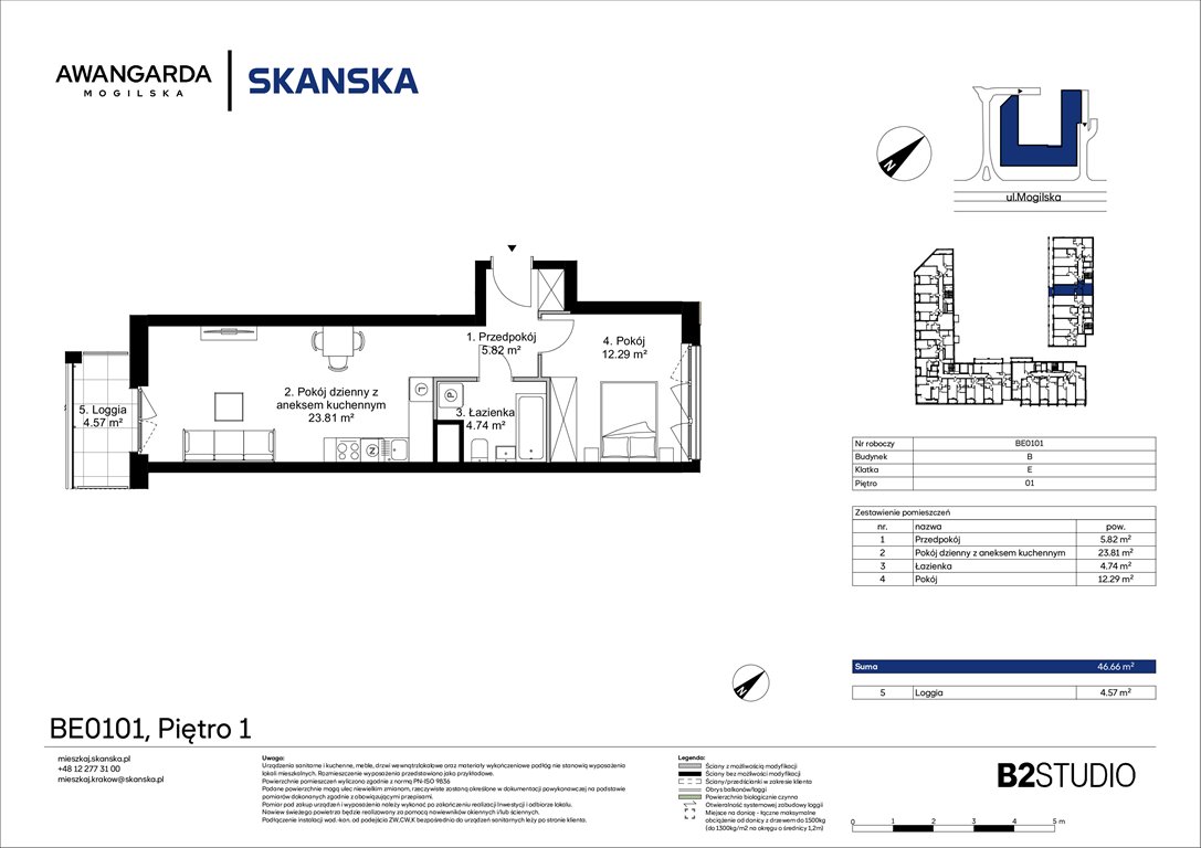 Nowe mieszkanie dwupokojowe Awangarda Mogilska Kraków, Prądnik Czerwony, Mogilska 126  47m2 Foto 1