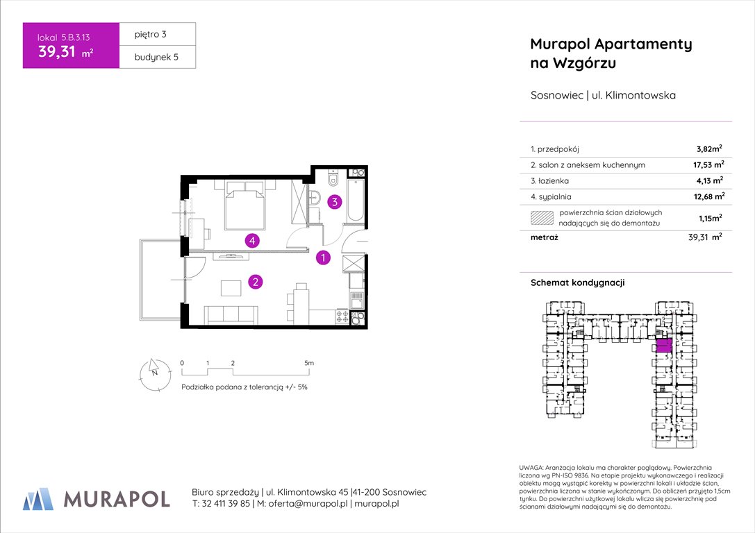 Nowe mieszkanie dwupokojowe Murapol Apartamenty na Wzgórzu Sosnowiec, ul. Klimontowska  39m2 Foto 1