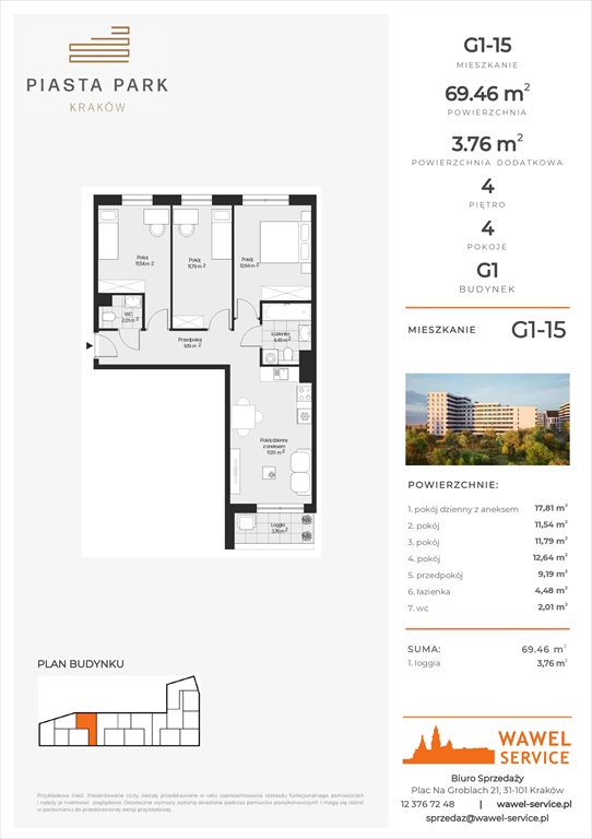 mieszkanie na sprzedaż 69m2 mieszkanie Kraków, Mistrzejowice, Osiedle Piastów 63