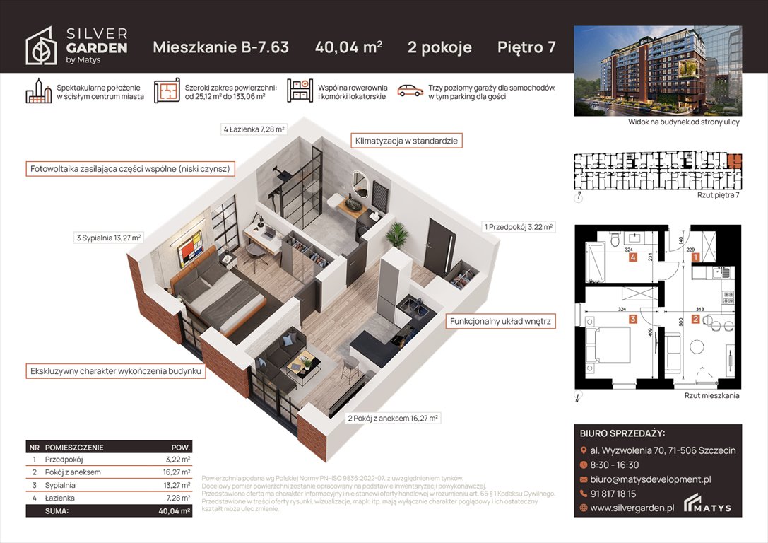 Nowe mieszkanie dwupokojowe Silver Garden Szczecin, Centrum, al. Wyzwolenia 70 / ul. Staszica 21  40m2 Foto 1