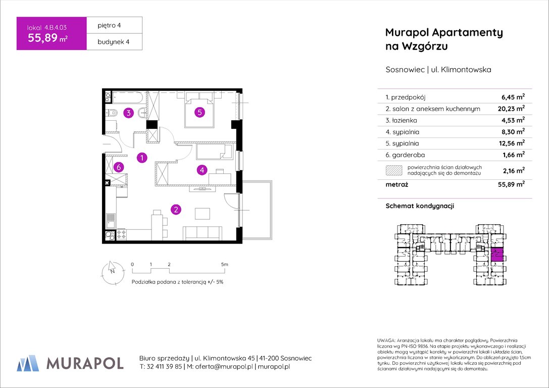 Nowe mieszkanie trzypokojowe Murapol Apartamenty na Wzgórzu Sosnowiec, ul. Klimontowska  56m2 Foto 1