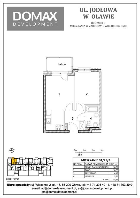 Nowe mieszkanie dwupokojowe Osiedle Jodłowa etap II bud D Oława, Nowy Otok, Jodłowa 38-40  36m2 Foto 1