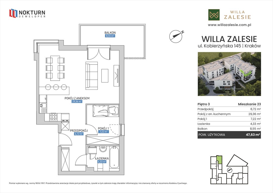 Nowe mieszkanie dwupokojowe Willa Zalesie Kraków, Ruczaj, Kobierzyńska 145  48m2 Foto 1