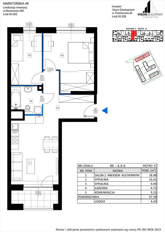 Nowe mieszkanie trzypokojowe Maratońska 49 Nowa Retkinia  Łódź, Retkinia, Maratońska 49C  58m2 Foto 1