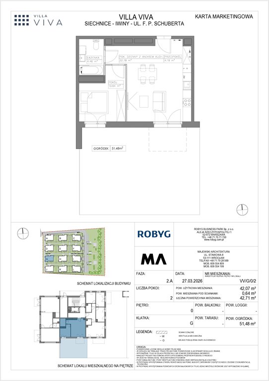 Nowe mieszkanie dwupokojowe VILLA VIVA Wrocław, Iwiny, ul. Franza Petera Schuberta  42m2 Foto 1