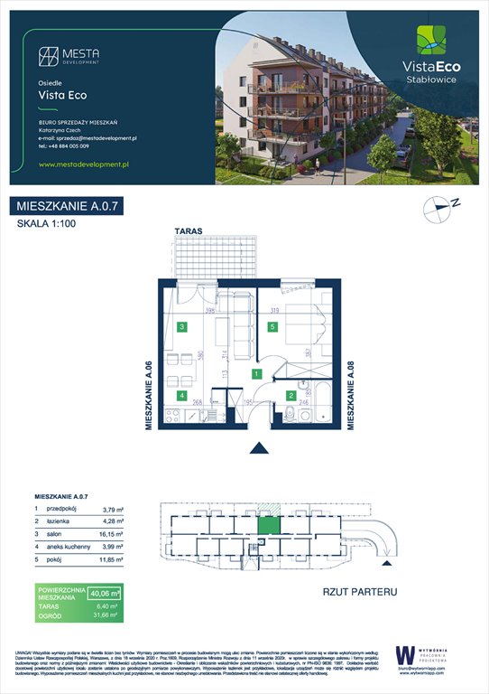 Nowe mieszkanie dwupokojowe Vista Eco budynek A Wrocław, Fabryczna, Łomnicka  40m2 Foto 1
