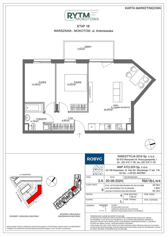 Nowe mieszkanie trzypokojowe Rytm Mokotowa Warszawa, Mokotów, Antoniewska  59m2 Foto 1