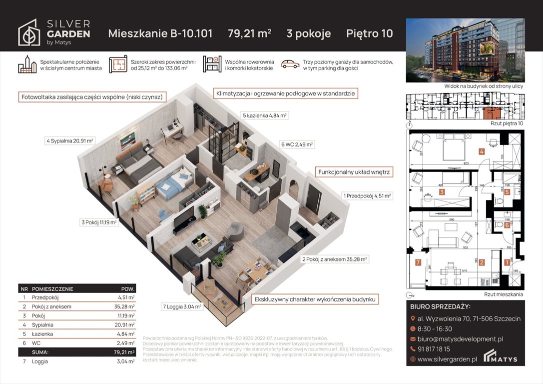 mieszkanie na sprzedaż 79m2 mieszkanie Szczecin, Centrum, al. Wyzwolenia 70 / ul. Staszica 21