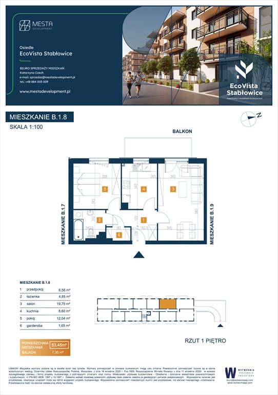 Nowe mieszkanie dwupokojowe Eco Vista Stabłowice Wrocław, Fabryczna, Łomnicka 8  53m2 Foto 1