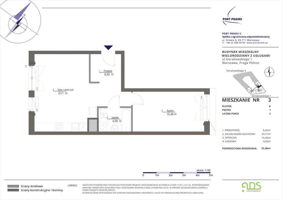 Nowe mieszkanie dwupokojowe Sierakowskiego 1 i 3 Warszawa, Praga Północ, Sierakowskiego 1-3  52m2 Foto 1