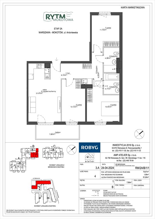 Nowe mieszkanie czteropokojowe  Rytm Mokotowa Warszawa, Mokotów, Antoniewska 3B  80m2 Foto 1