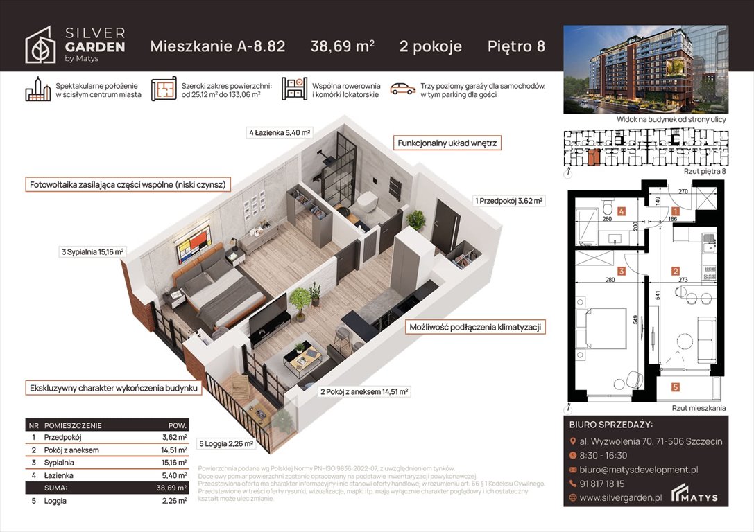 mieszkanie na sprzedaż 39m2 mieszkanie Szczecin, Centrum, al. Wyzwolenia 70 / ul. Staszica 21