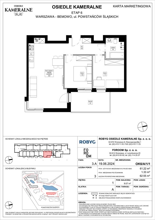 Nowe mieszkanie trzypokojowe Osiedle Kameralne etap 6 Warszawa, Powstańców Śląskich  61m2 Foto 1