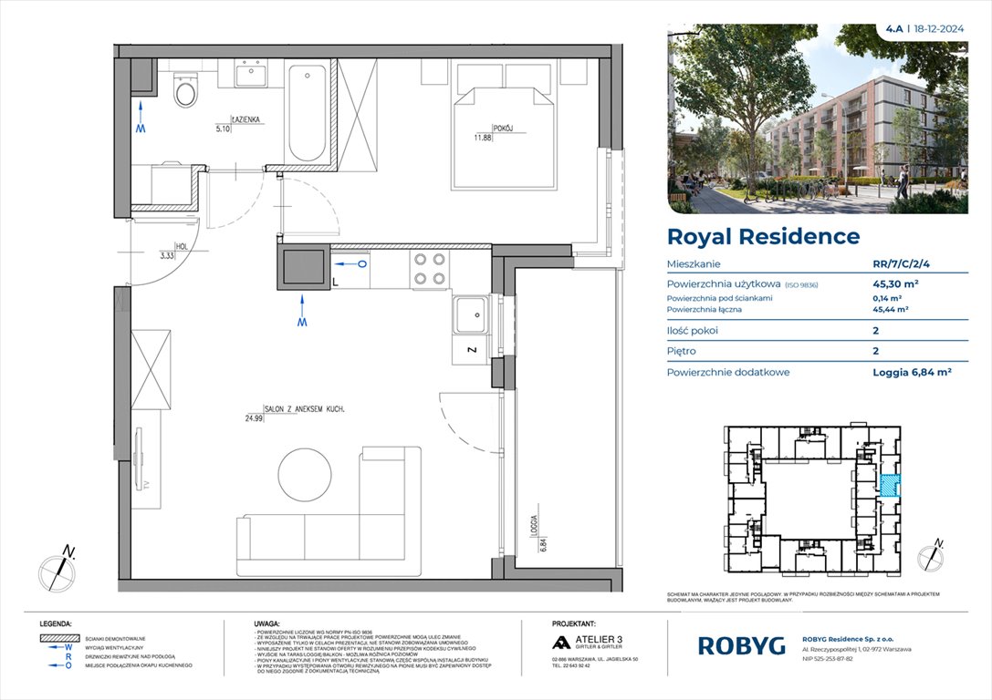 Nowe mieszkanie dwupokojowe Royal Residence Warszawa, Wilanów, Sarmacka  45m2 Foto 1