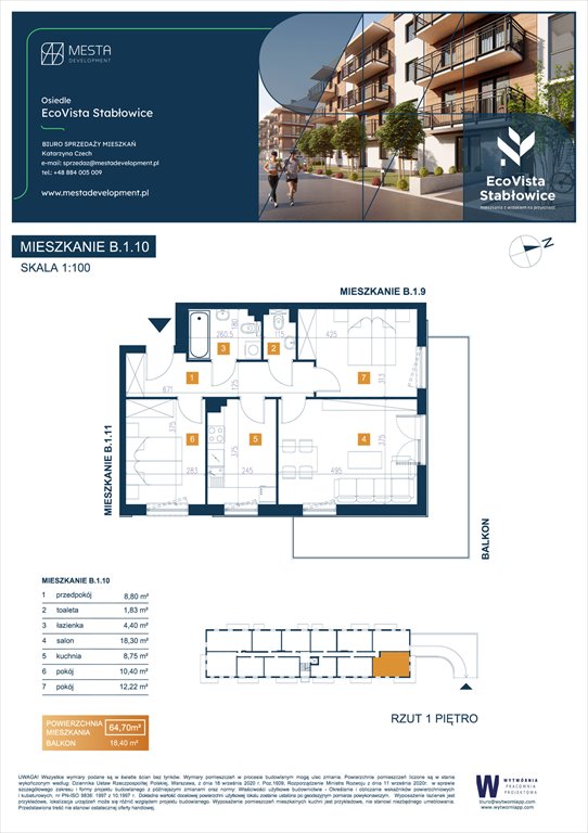 Nowe mieszkanie trzypokojowe Eco Vista Stabłowice Wrocław, Fabryczna, Łomnicka 8  65m2 Foto 1