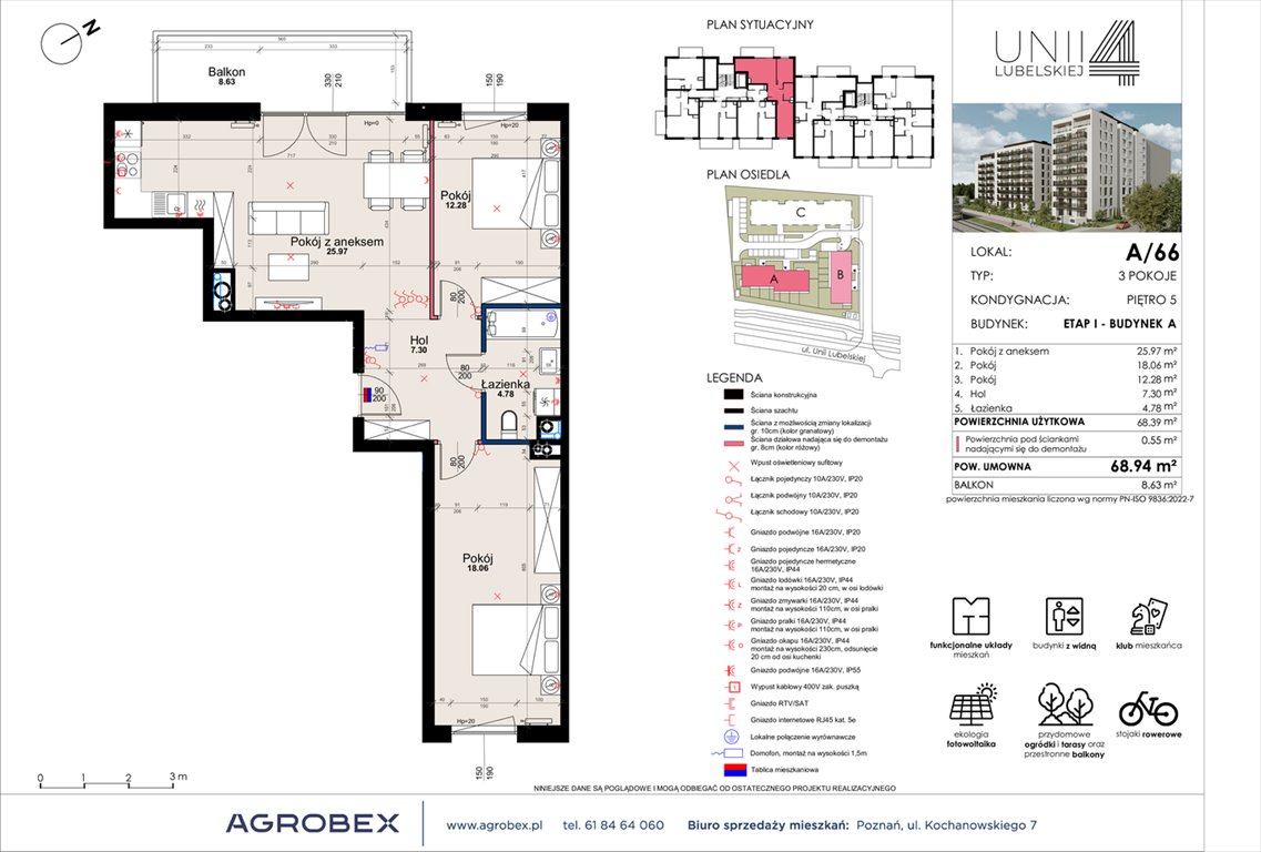 Nowe mieszkanie trzypokojowe Unii Lubelskiej 4 Poznań, Unii Lubelskiej 4  69m2 Foto 1