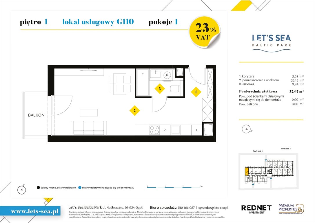Nowy lokal użytkowy Let's sea Baltic Park Gąski, Nadbrzeżna 52  33m2 Foto 1
