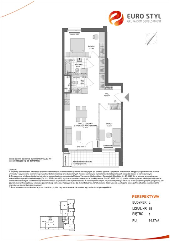 Nowe mieszkanie trzypokojowe PERSPEKTYWA Gdańsk, Centrum, ul. Powstańców Warszawskich  64m2 Foto 1