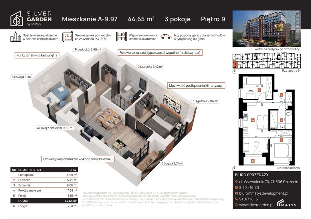 mieszkanie na sprzedaż 61m2 mieszkanie Szczecin, Centrum, al. Wyzwolenia 70 / ul. Staszica 21