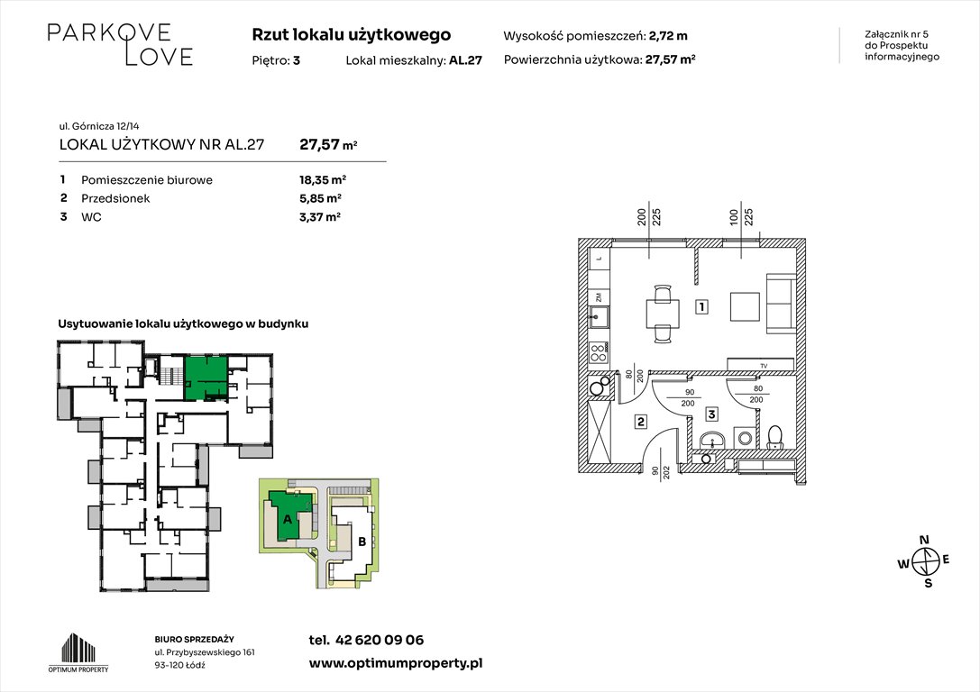 Nowa kawalerka PARKOVE LOVE Łódź, Bałuty-Doły, ul. Górnicza 12/14  28m2 Foto 1