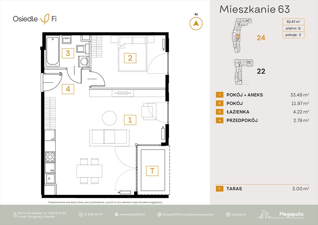 Nowe mieszkanie dwupokojowe Osiedle FI Kraków, Rzemieślnicza 22-24  52m2 Foto 1