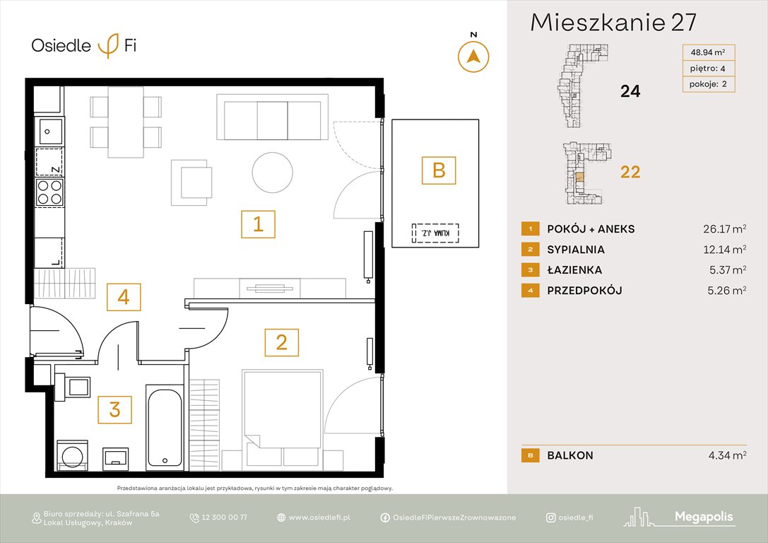 Nowe mieszkanie dwupokojowe Osiedle FI 3 Kraków, Podgórze, Rzemieślnicza 22-24  49m2 Foto 1