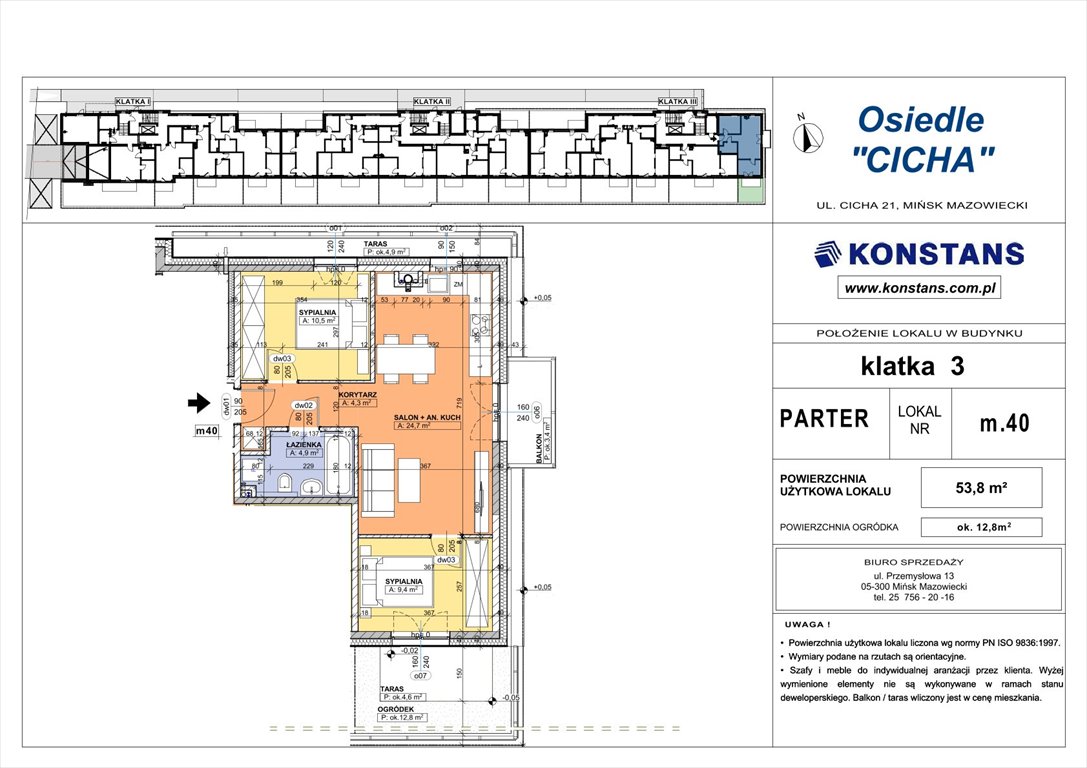 Nowe mieszkanie trzypokojowe Cicha 21 Mińsk Mazowiecki, Cicha 12  54m2 Foto 1