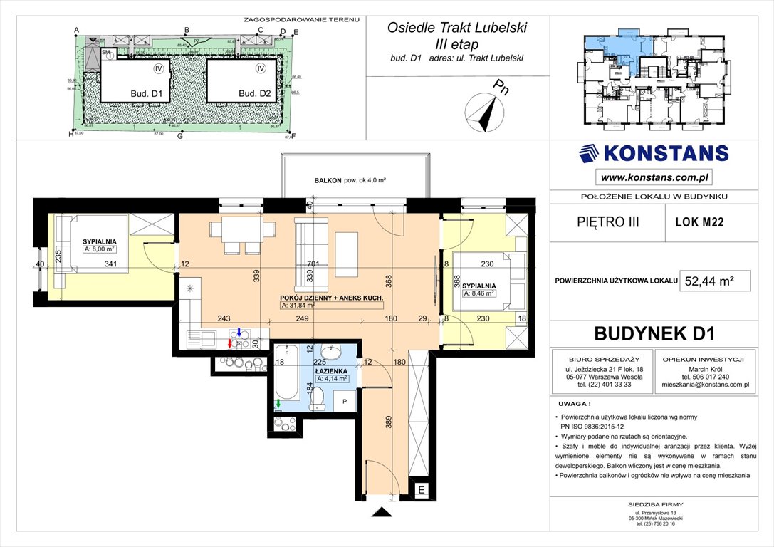 Nowe mieszkanie trzypokojowe TRAKT LUBELSKI Etap III Warszawa, Wawer, Trakt Lubelski 181 C i 181 D  52m2 Foto 1