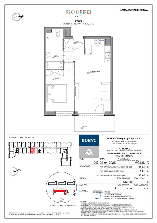 Nowe mieszkanie dwupokojowe Modern City Warszawa, Bemowo, Szeligowska  44m2 Foto 1