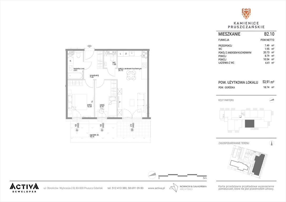 Nowe mieszkanie trzypokojowe Kamienice Pruszczańskie Pruszcz Gdański, ul. Grunwaldzka 71B, 71C  54m2 Foto 1