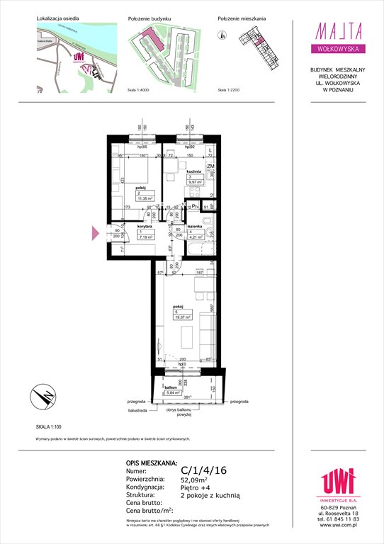 Nowe mieszkanie dwupokojowe MALTA Wołkowyska etap 3 Poznań, Rataje, ul. Klemensa Mikuły 1 i 3  52m2 Foto 1