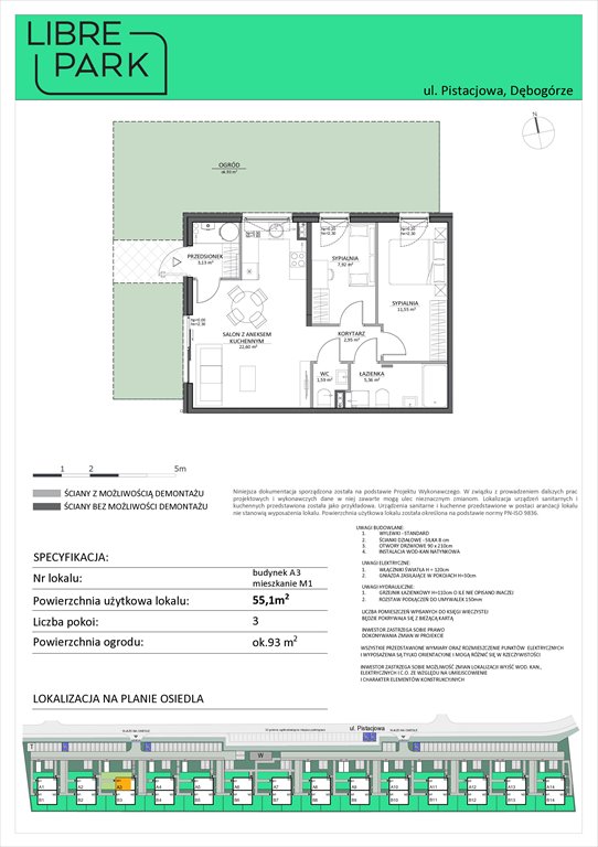Nowe mieszkanie trzypokojowe Osiedle Libre Park Dębogórze, Pistacjowa 5  55m2 Foto 1