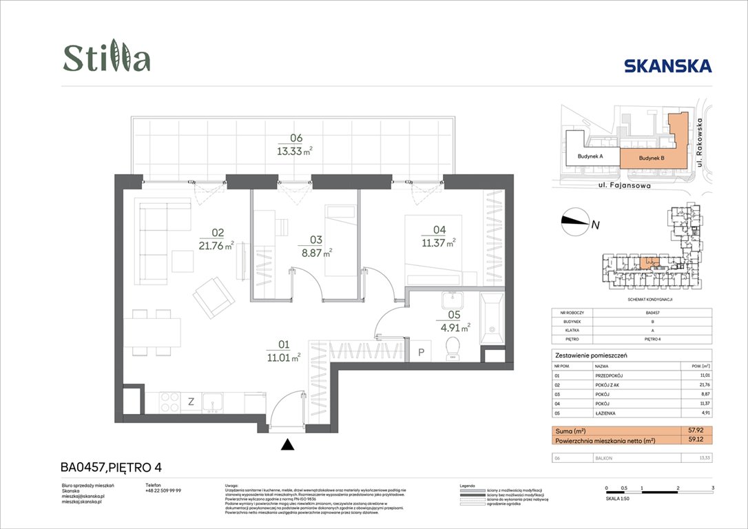 Nowe mieszkanie trzypokojowe Stilla Warszawa, Fajansowa 5  58m2 Foto 1