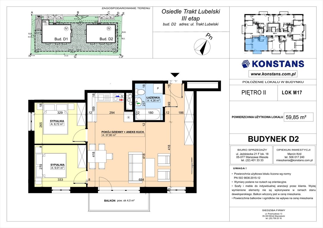 Nowe mieszkanie trzypokojowe TRAKT LUBELSKI Etap III Warszawa, Wawer, Trakt Lubelski 181 C i 181 D  60m2 Foto 1