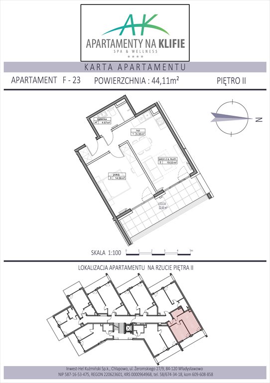 Nowe mieszkanie dwupokojowe Apartamenty na Klifie Władysławowo, Żeromskiego 27  44m2 Foto 1