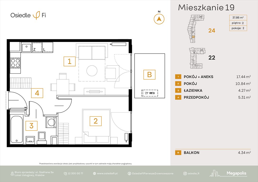 Nowe mieszkanie dwupokojowe Osiedle FI 3 Kraków, Podgórze, Rzemieślnicza 22-24  38m2 Foto 1