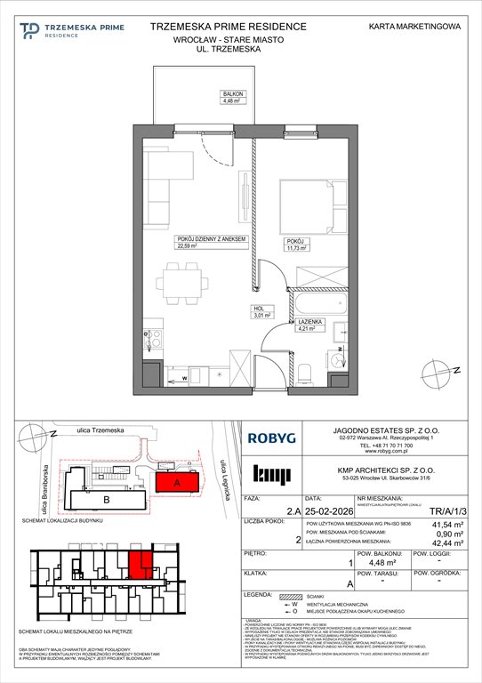 Nowe mieszkanie dwupokojowe Trzemeska Prime Residence Wrocław, Stare Miasto, Trzemeska  42m2 Foto 1